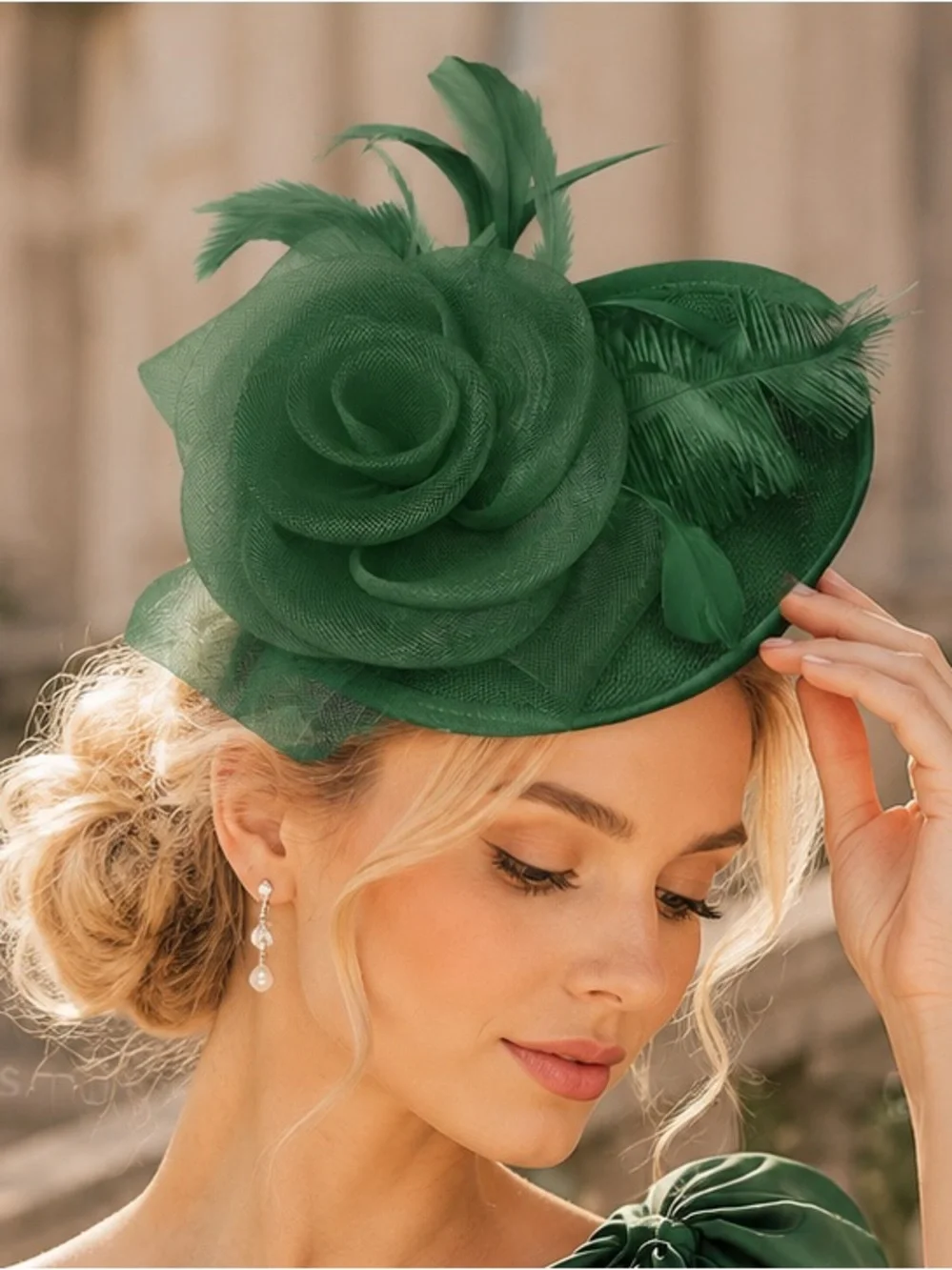 Kentucky Derby Hat Fascinator | Sinamay Floral Feather Cocktail Headpiece Church